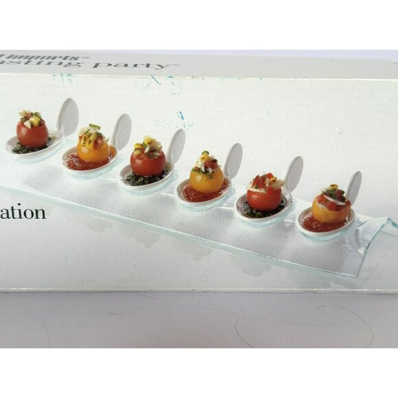 Pier 1 Imports Tasting Spoon Set 6 White Ceramic Spoons 1 Pebbled Glass Tray - Picture 5 of 7